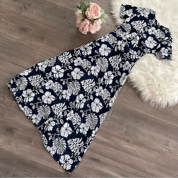 New Roxy Ocean Echo Navy Tropical Floral Button Down Maxi Dress - Picture 5 of 7